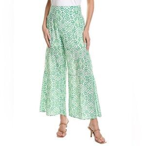 Nanette Lepore Women's Green Geometric Wide-Leg Pants Size M